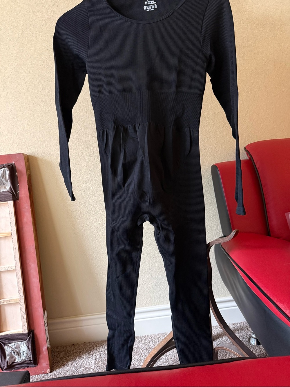 Angelhood Maternity Bodysuit Ribbed Long Sleeve Workout Romper One Piece Yoga